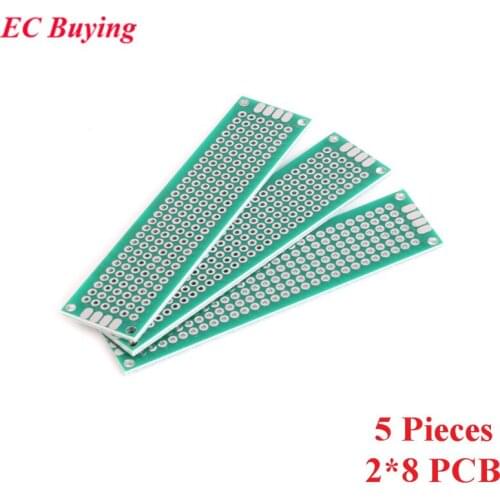 5pcs 2x8cm Double Side Prototype PCB Universal Printed Circuit Board DIY For Arduino 2.54mm Glass Fiber 2*8cm 20x80mm 20*80mm