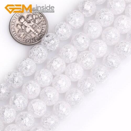 4MM to 16MM White Rock Crackle Crystal Quartzs Round Shape Loose Beads For Jewelry Making Strand 15 Inches DIY Necklace