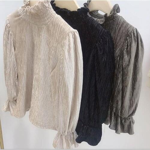 Toddler Lolita Blouses Girls Autumn Long Sleeve pullovers shiny velvet princess girls Shirt for children gorgeous School Tops