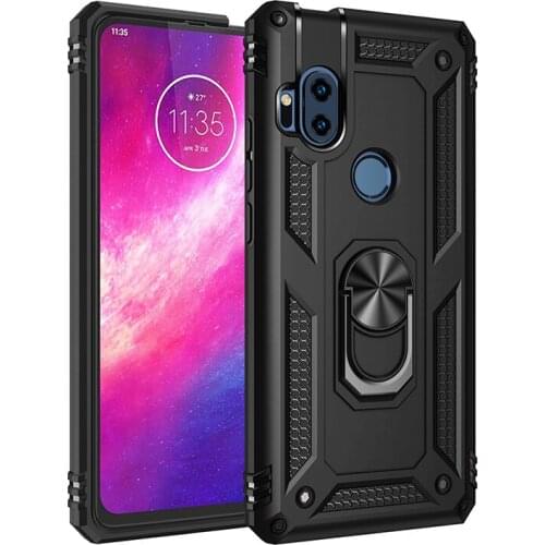 Armor Shockproof Case for Motorola One Hyper Rugged Military Drop Protective Magnet Car Holder Ring Case Cover