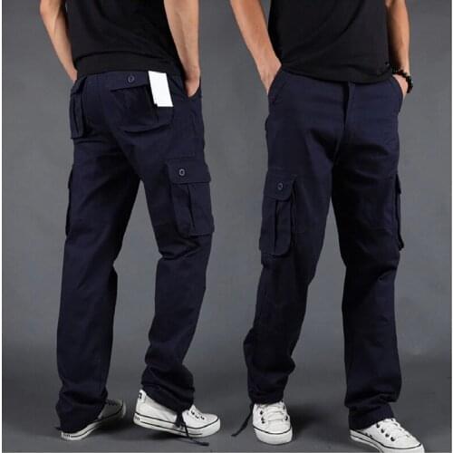 Fashion Men Cargo Pants Multi Pockets Military Tactical Pants Men Outwear Streetwear Army Straight Slacks Casual Long Trousers
