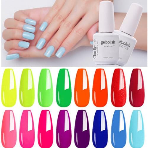 Clou Beaute 15ml Gel Polish Nails Glitter Hybrid Lacquer Soak Off UV Gel Colors Paint Vernis Semi Permanent Lot Nails Art