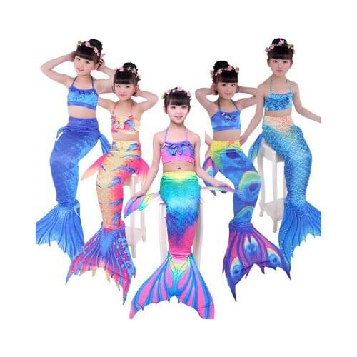 Kids Mermaid Swimsuit Bikini Girls Mermaid Tail with Finned Swimsuit Child Swimwear Mermaid cosplay garment Photography clothing