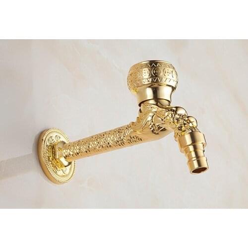 Euro Luxury Gold Finish Design Bibcocks Faucet Tap/ Bathroom Wall Mount Washing Machine Water Long Faucet Taps /garden faucet