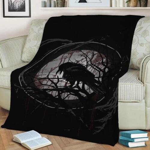Blood Moon Raven Flannel Throw Blanket 3D Printed Keep Warm Sofa Child Blanket Home Decor Textiles Dream Family Gift