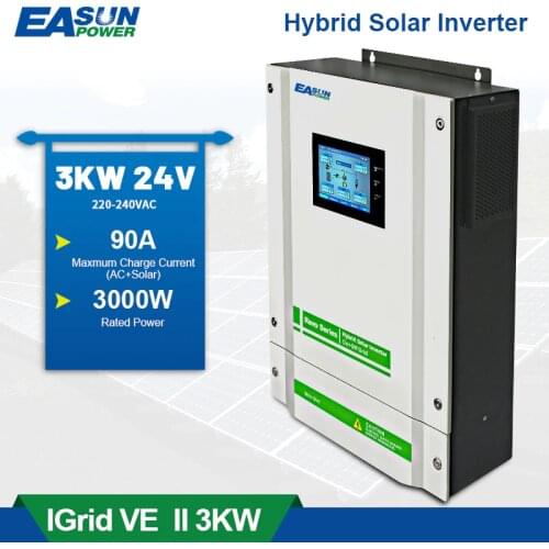 EASUN POWER Hybrid Solar Inverter 3KW 220V 24V 5500W 450Vdc Input 90A MPPT Grid Tied Touch Screen Inverter With CT Sensor