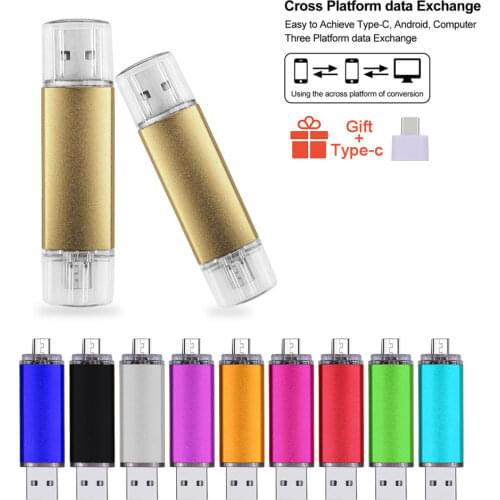 Custom LOGO Metal Multicolor OTG USB Flash Drive Pen Drive 4gb 8gb 16gb 32gb 64gb Pendrive 3 in 1 Stick for Smart Phone/PC Gifts