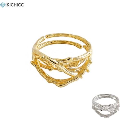 KIKICHICC 925 Sterling Silver Gold Twist Resizable Rings Women Wedding Luxury Simple Irregular Jewelry 2021 Rock Punk