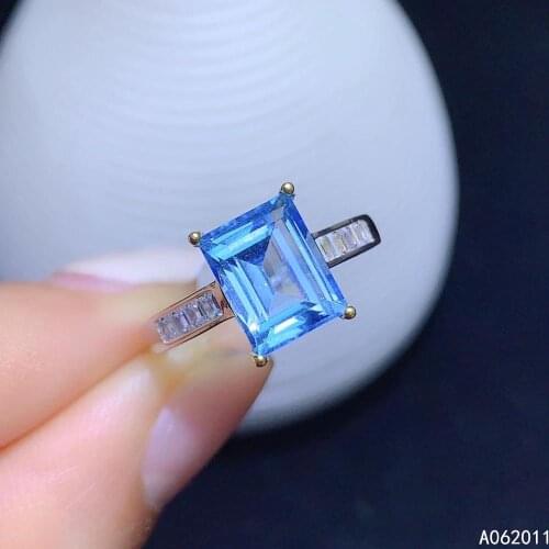 KJJEAXCMY fine jewelry natural blue topaz 925 sterling silver exquisite new women gemstone ring support test hot selling