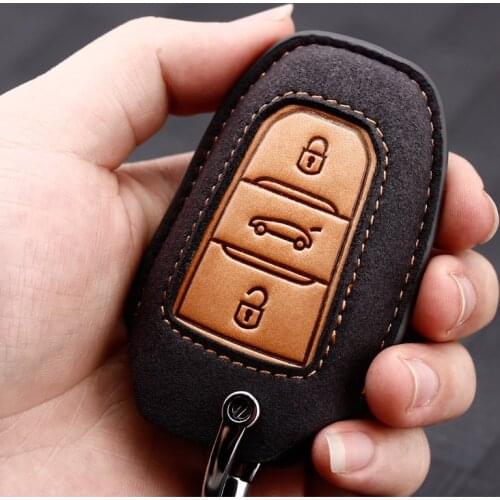 Leather Car Key Case Cover Shell for Peugeot 3008 4008 5008 Citroen C4 C4L C6 C3-XR Keychain Protect Accessories