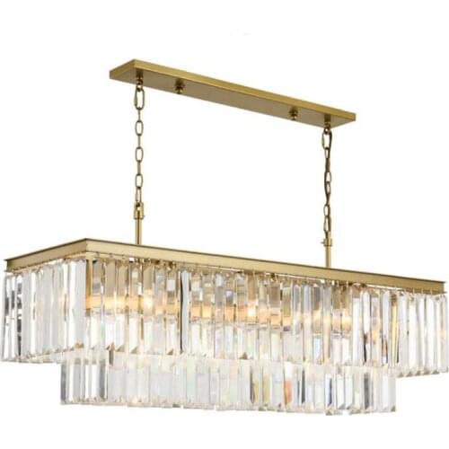 Square Gold Crystal chandeliers American Crystal chandeliers For Restaurant Dining Room Bedroom Study Room Living Room LED Bulbs