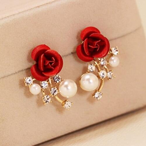 Fashion Vintage Rose Petal Statement Earrings For Women Elegant Flower Long Hanging Earrings Female Wedding Party Jewelry Gift