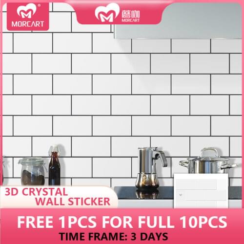 Morcart 6-Sheet Peel and Stick Backsplash, 12 in. Subway 3D Wall Panels,White Tiles