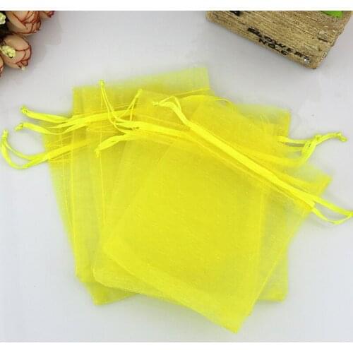 Wholesale 500pcs/lot Yellow Organza Bags 17x23cm Large Wedding Jewelry Packaging Bag Pouches Nice Gift Bags With Drawstring