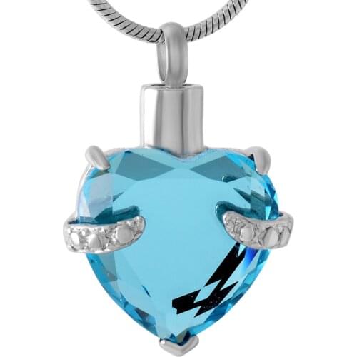 MJD8072 Crystal Heart Colorful Birthstone Urn Necklace Memorial Cremation Keepsake Ashes Holder Locket (pendant Only)
