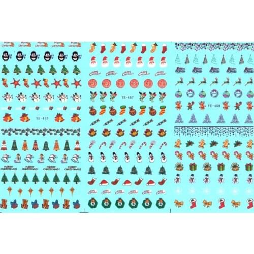 3 PACK/ LOT WATER TRANSFER DECAL NAIL ART NAIL STICKER MERRY CHRISTMAS XMAS TREES BELLS SNOW MAN YE456-458
