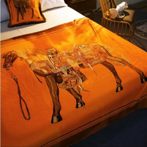 Luxury Flannel Orange Blanket Double-Sided Thick Warm Super Soft Multifunctional Blanket High Quality Decorative Throw Blanket