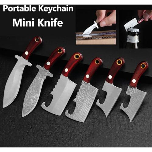 Portable Keychain Small Mini Knife Kitchen Fixed Blade Real Letter Cutter Knife Outdoor Self Defense EDC Crafts Gift Tools