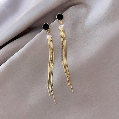 Luxurious Noble Long Tassel Earrings All-matching Temperamental Exquisite Shining Eardrop Female Fashion Jewelry Party Gift