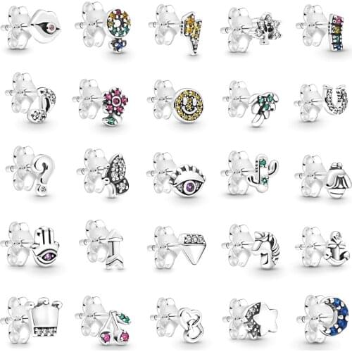 NEW 2019 100% 925 Sterling Silver 1:1 Winter Series My Love Beautiful Animal Earring Fit DIY Women Original Fashion Jewelry