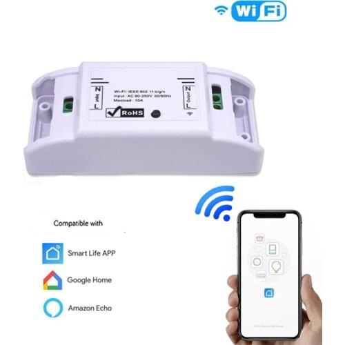 DIY WiFi Smart Lamp Light Switch Universal Breaker Timer Smart Life APP Wireless Remote Control Works with Alexa Google Home