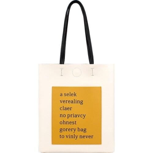 Womens handbags New 2019 Korean PU Womens Leather Bag Wild Contrast Student Shopping Bag Ladies Shoulder Bag Girls tote bag