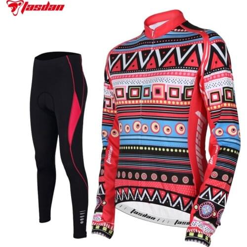 Tasdan Women Cycling Jersey Spring Set Long Sleeve Winter Thermal Fleece Cycling Wear Cycling Clothings Bicycle Sports Wear
