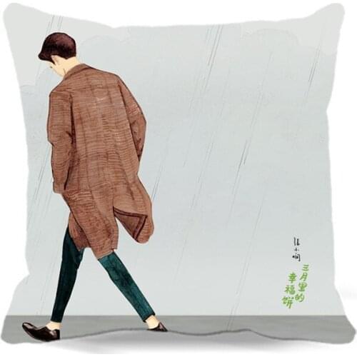 Slender and handsome figure of man Square Cotton polyester soft cushion cover for Home car sofa chair decorative