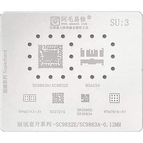 Amaoe BGA Reballing Stencil SU3 for MTK SC9832E/SC9863A/SC2721G/SR3595D Kit Stencil Steel Mesh