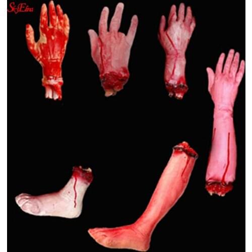 Halloween Decoration Broken Finger Hand Foot Blood Horror Severed Bloody Limbs Hand Novelty Dead Broken Hand Gadgets 5Z