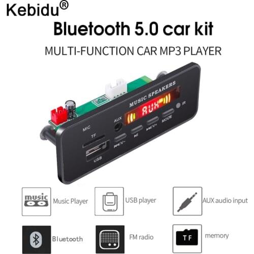 Recording Car USB Bluetooth V5.0 Hands-free MP3 Player Integrated 5-12V MP3 Decoder Board Module Remote Control USB FM Aux Radio