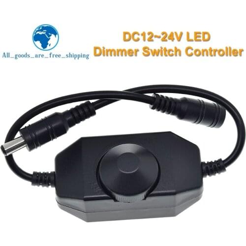 TZT LED Dimmer Switch Brightness Adjust Controller for 3528 5050 5730 5630 Single Color Strip Light DC 12V 24V Black/White
