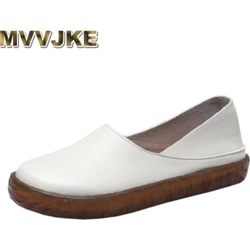 MVVJKE new breathable genuine leather single flats shoes woman casual shoes tenis feminino nurse flats shoes