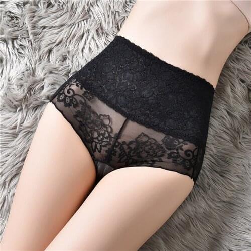 Womens Panties Plus Size Underwear Sexy Lace Transparent Hollow Female Briefs Hip Lift Underpants For Lady Lingerie