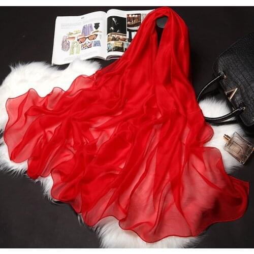 Women Silk Scarf Female Summer Sunscreen Shawl Mulberry Silk Scarf Spring Autumn Winter All-Match Large Long Beach Gauze Towel