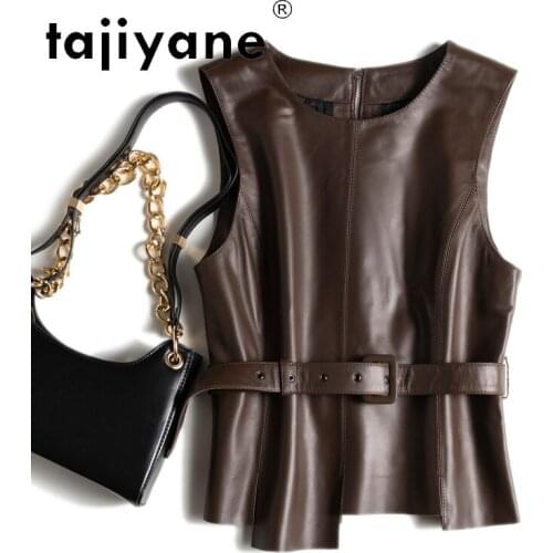 Sleeveless Sheepskin Real Jackets Woman Genuine Leather Vest Womens Clothing Fashion Women Coats Cuero Genuino TN2849