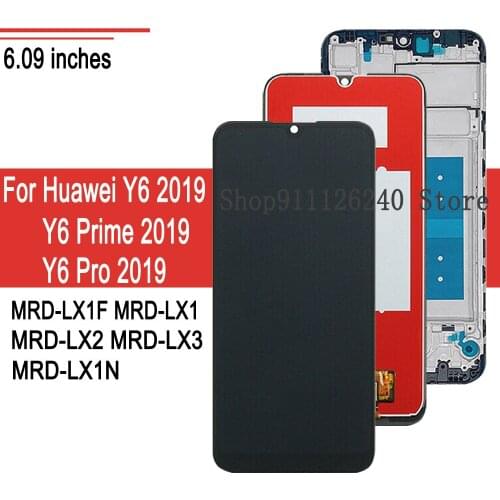 A+ Quality LCD For Huawei Y6 2019 Lcd Display Touch Screen Digitizer Assembly Frame Y 6 Pro/Prime 2019 MRD-LX2 L22 LX1F LX3 L23
