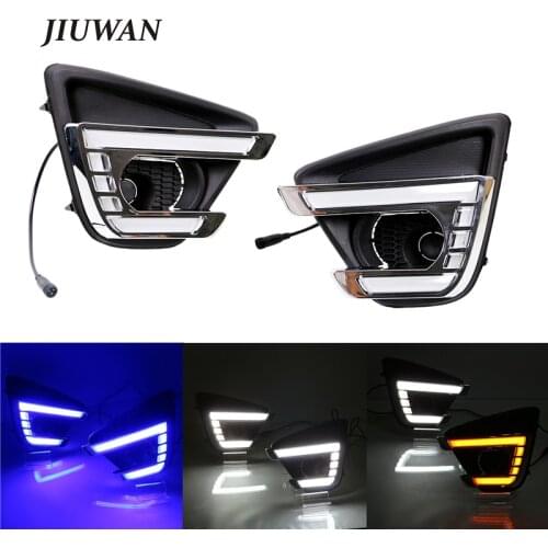1 Pair LED DRL For Mazda CX-5 CX5 2012 2013 2014 2015 2016 Car Driving Daylight With Yellow Turning Signal Light Blue Night Lamp