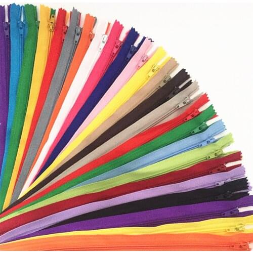 100 Pcs 3# closed nylon zipper, custom craft (4-24 inches), 10-60 cm, FGDQRS (color, Mix)
