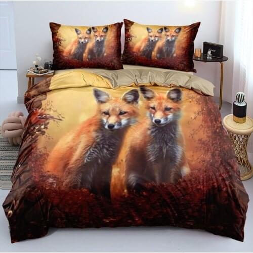 3D Duvet Covers Sets Comforter Cover Set Pillow Cottoms Full King Queen Double Size Camel Custom Design Animal Fox Bedding Sets