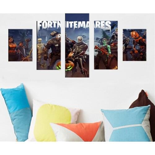 5 Panel Canvas Art Wall Decor Animation Multiplayer Gun Battle Game Poster Nordic Home Decorative Framework Living Room Pictures