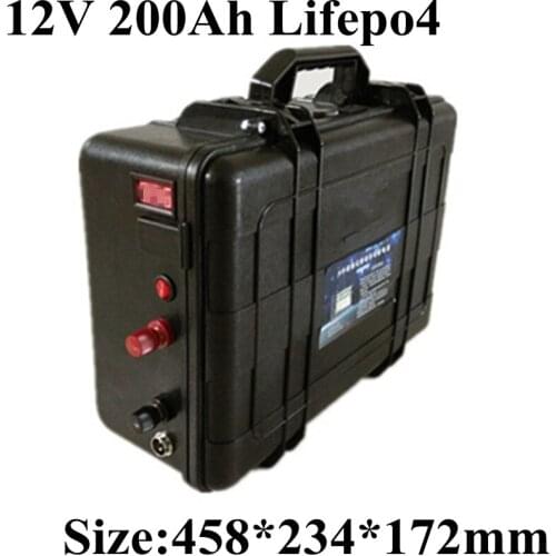12v 200Ah lifepo4 Battery 14.6v Waterproof 150A BMS FOR 2000w solar RV photovoltaic boat trolling motor lbs 14.6v 10A charger