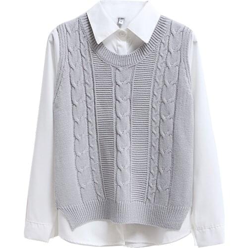 B2969 2020 spring autumn winter new womens college fashion short style Korean knitting sleeveless sweater vest cheap wholesale