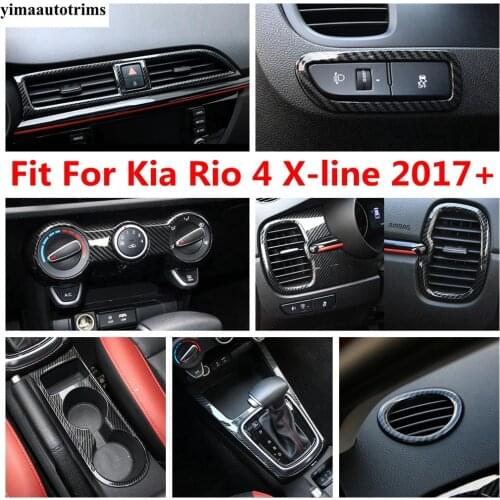 Car Styling Gearbox Water Cup Holder Panel Cover Trim For Kia Rio 4 X-line 2017-2020 ABS Interior Refit Kit Carbon Fiber / Matte