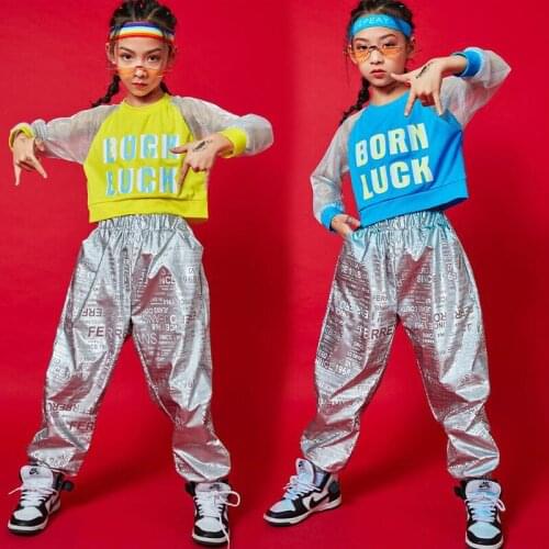 Kids Festival Ballroom Hip Hop Clothing Crop Tops Sweatshirt dancing Pants for Girls Boys Jazz Dance Wear Costume Street Clothes