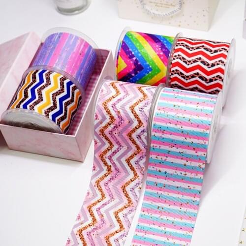 DIY Cartoon Stripes And Grids Printed Grosgrain Ribbon For Craft Supplies Sewing Accessories 5 Yards. 17085