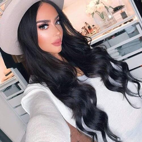 TaBeWay Long Wavy Lace Front Wigs Black Color Wig Heat Resistant Glueless Body Wave Synthetic Lace Front Wigs for Black Women