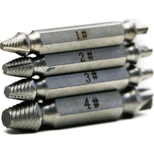 4PCS/Set Double Side Material Damaged Screw Extractor Drill Bits Damaged Screw Extractor Tool Kit Out Remover Bolt Stud Tool