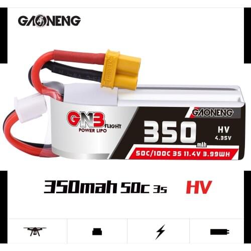 Gaoneng GNB 3S 350mAh 11.4V 50C/100C HV Lipo Battery XT30 Plug for Full Speed Tiny Leader RC FPV Racing Drone