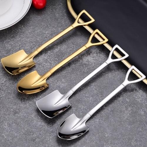 Coffee Spoon Set Scoop 4Pcs Stainless Steel Shovel Teaspoons Ice Cream Dessert Spoon Kitchen Accessories Shovel Tableware Set